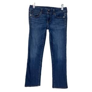 American Eagle Jeans Artist Crop Low Rise Medium Blue Stretch Women’s Size 6